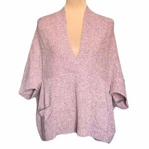 LAFAYETTE 148 New York Alpaca Wool Sweater Poncho Knit Pink OS Quiet Luxury Cozy